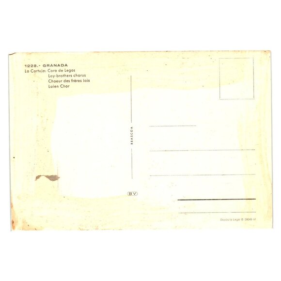 Vintage Postcard La Cartuja Choir Granada Spain Religious Artwork Architecture - Picture 2 of 2